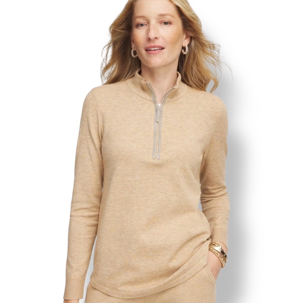 CHICO’S Zenergy® Luxe Half Zip Pullover Top  EcoVero™ Blend w/ Cashmere Sz XL